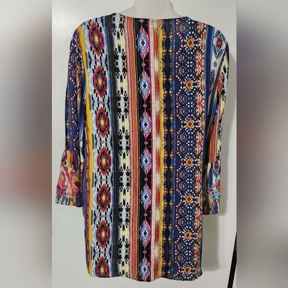 Savanna Jane Serape Top Embroidered Plus Sz L Women’s Flared Sleeve Floral Boho - Picture 2 of 6